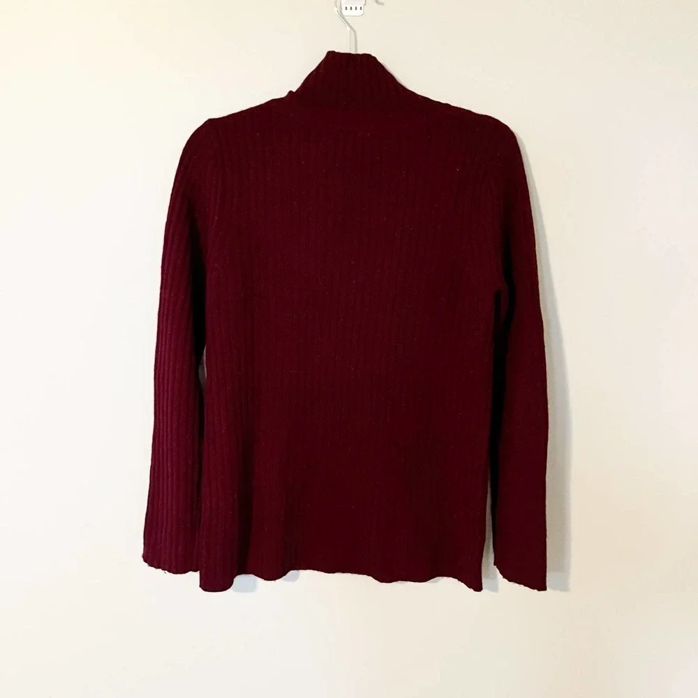 Something navy heathered‎ burgundy mock / turtleneck wool cashmere sweater small